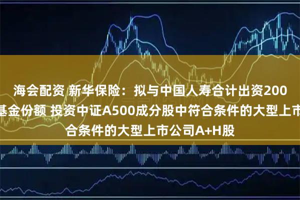 海会配资 新华保险：拟与中国人寿合计出资200亿认购私募基金份额 投资中证A500成分股中符合条件的大型上市公司A+H股